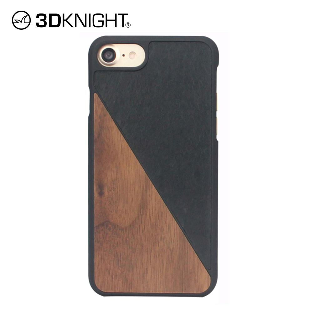3DKnight natural black plastic and walnut wood phone case for iphone 6 7 8 X Xs
